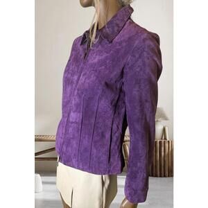 Coldwater Creek purple suede leather jacket with a zipper front size S